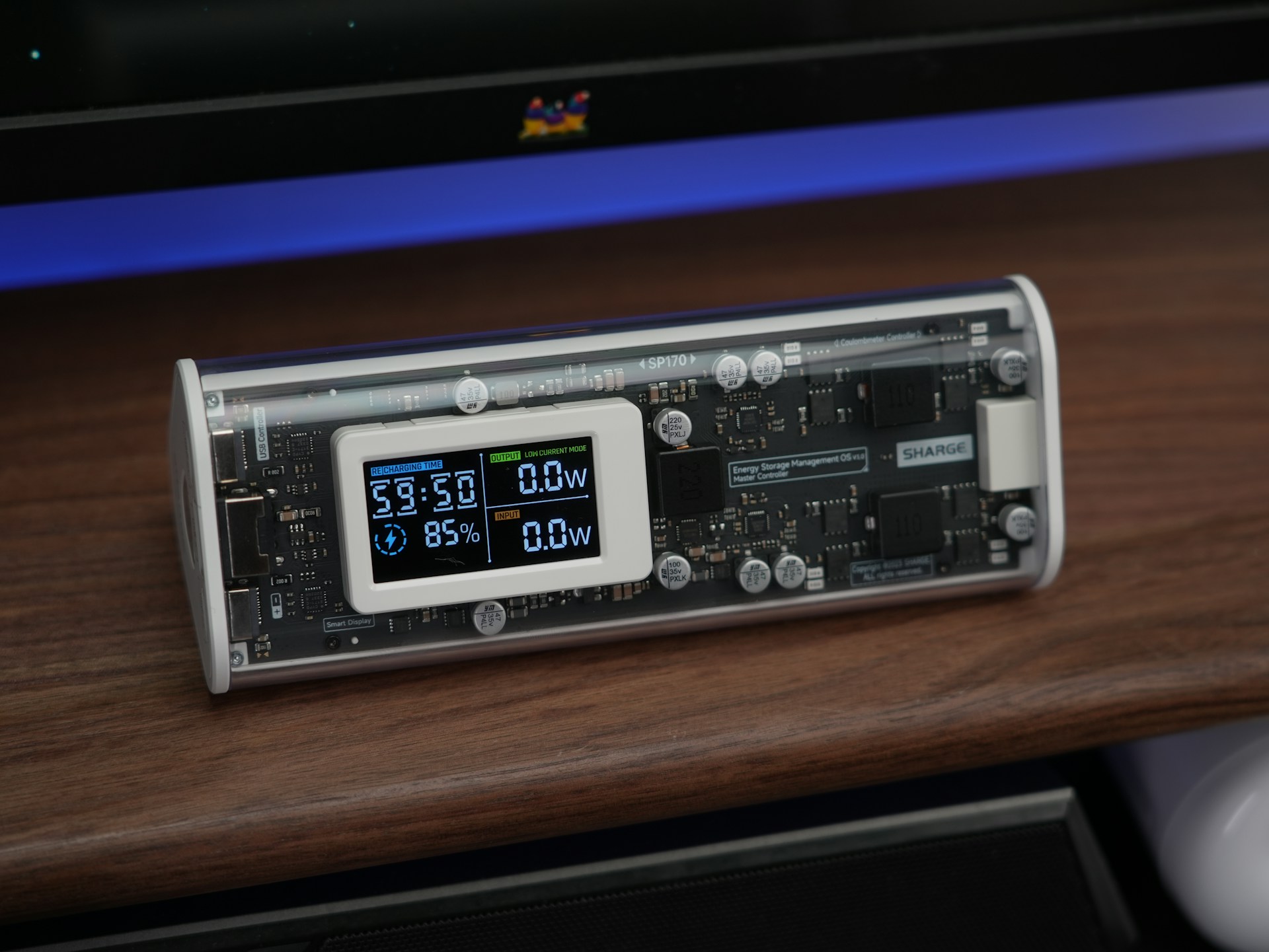 Power bank showing mAh capacity rating